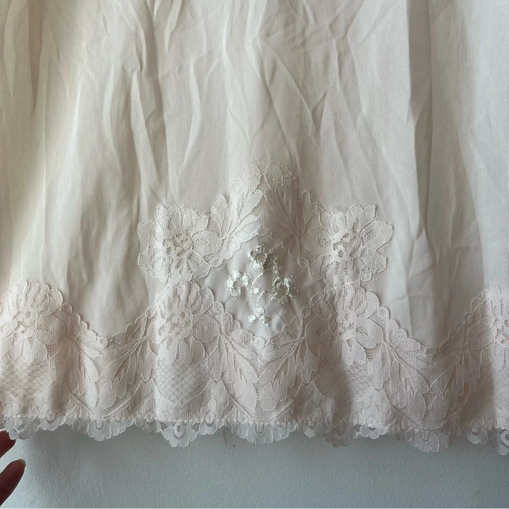 Vintage Pink Lace Slip Dress 34 | Midi Length Lingerie Coquette Bridal Style - Picture 3 of 9